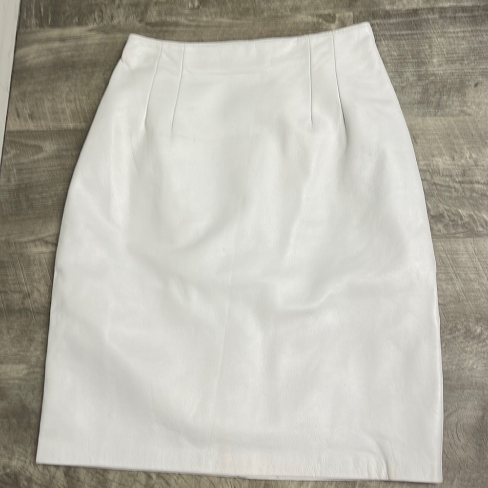 White leather lamb skin pencil tight skirt 4p